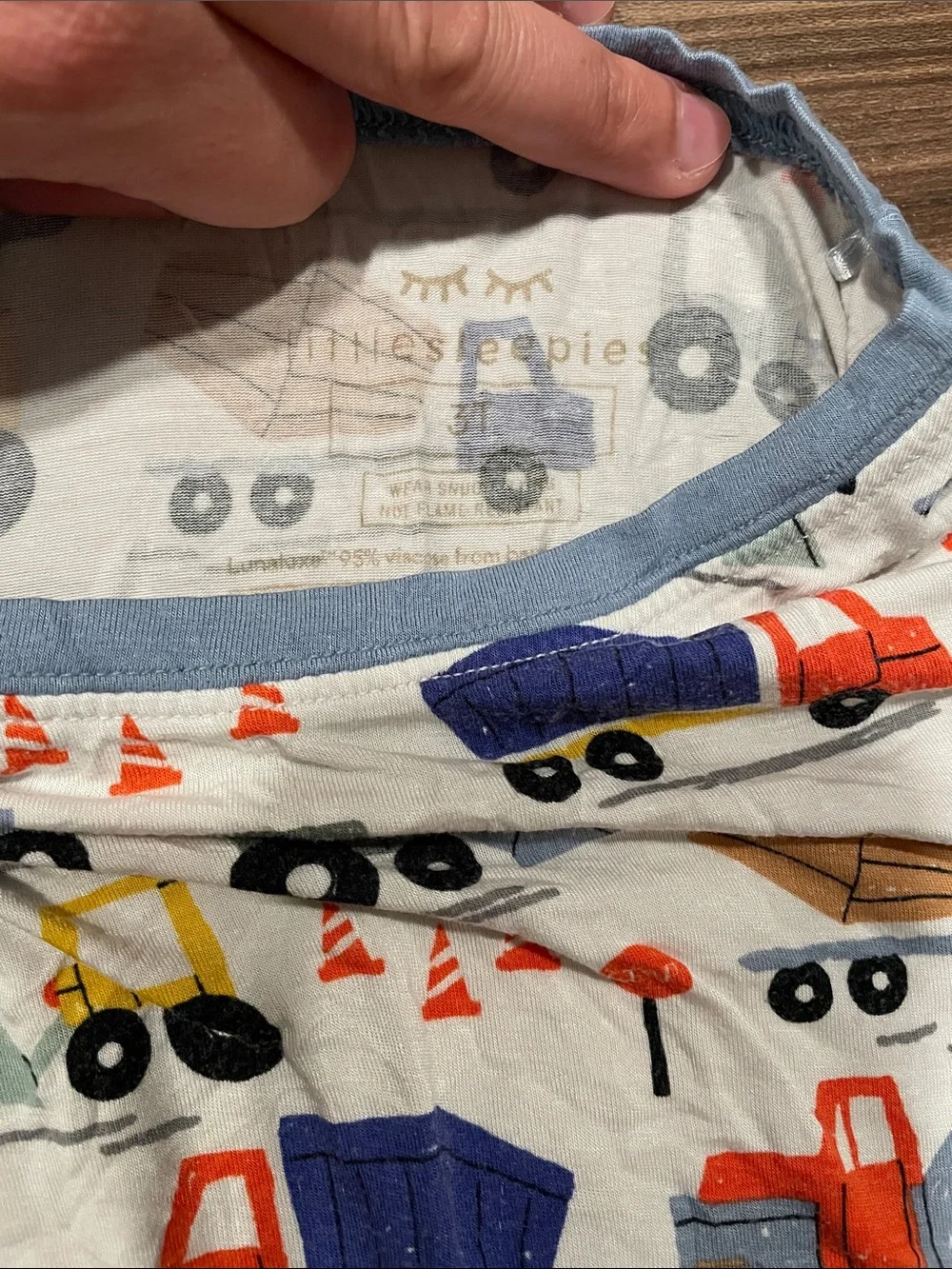 Little Sleepies Construction Truck PJ Set - White, Blue & Orange